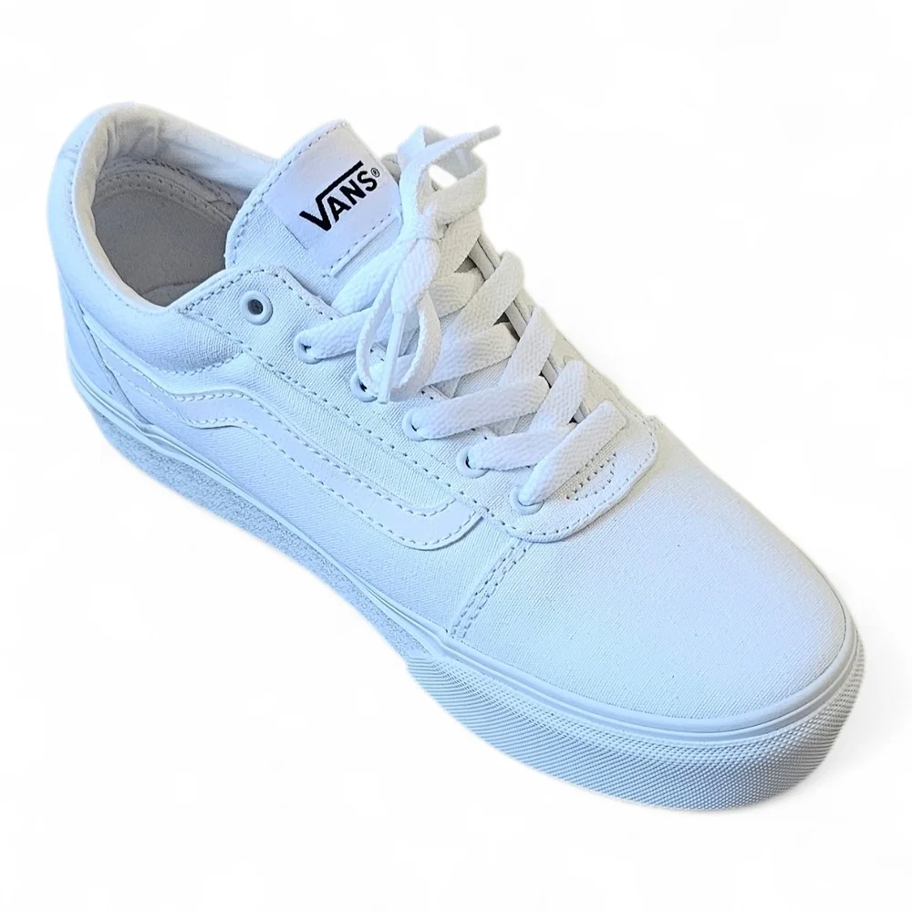 Vans Ward Youth Girls Low Top All White Sneakers Size 5